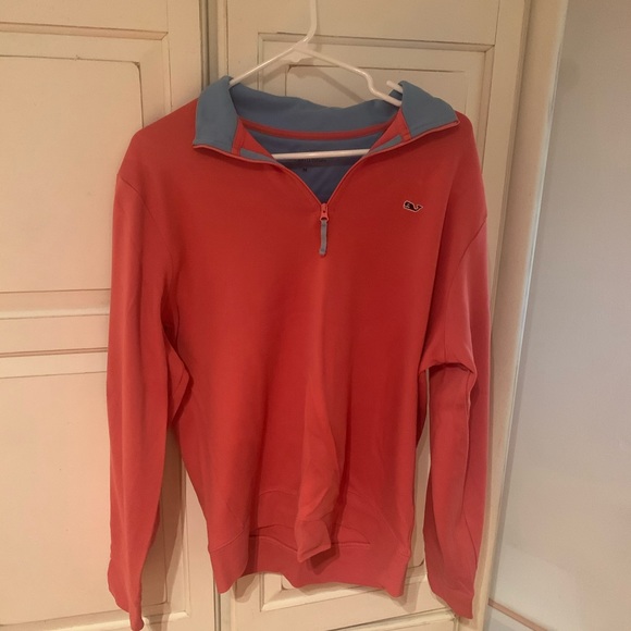 vineyard vines MENs size quarter zip coral & blue - Picture 1 of 3